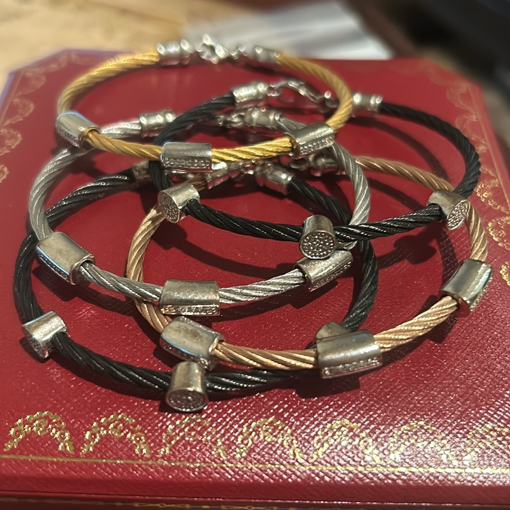 Diamond & gold, wire station bracelets